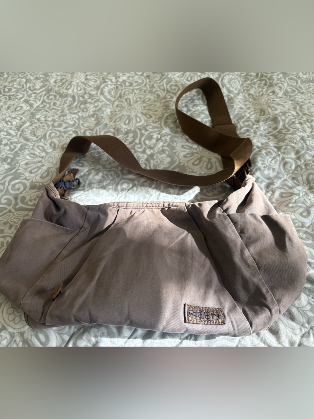 Keen Taupe Shoulder Hobo Bag with Brown Strap